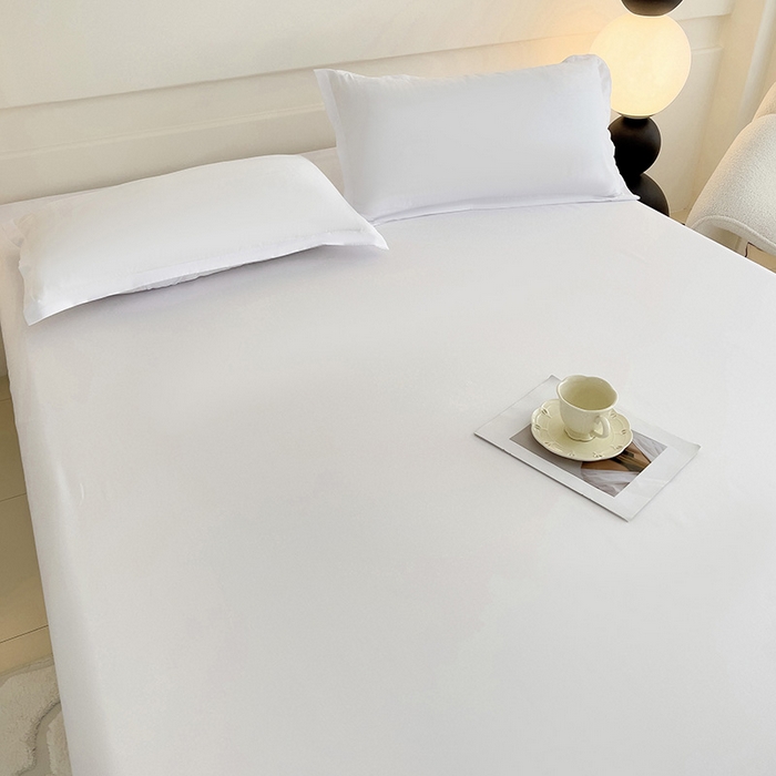 91家纺网 家纺一手货源 找家纺 楠沐家纺  2025年新款纯色亲肤芦荟棉水洗棉床单系列床单枕套 本白