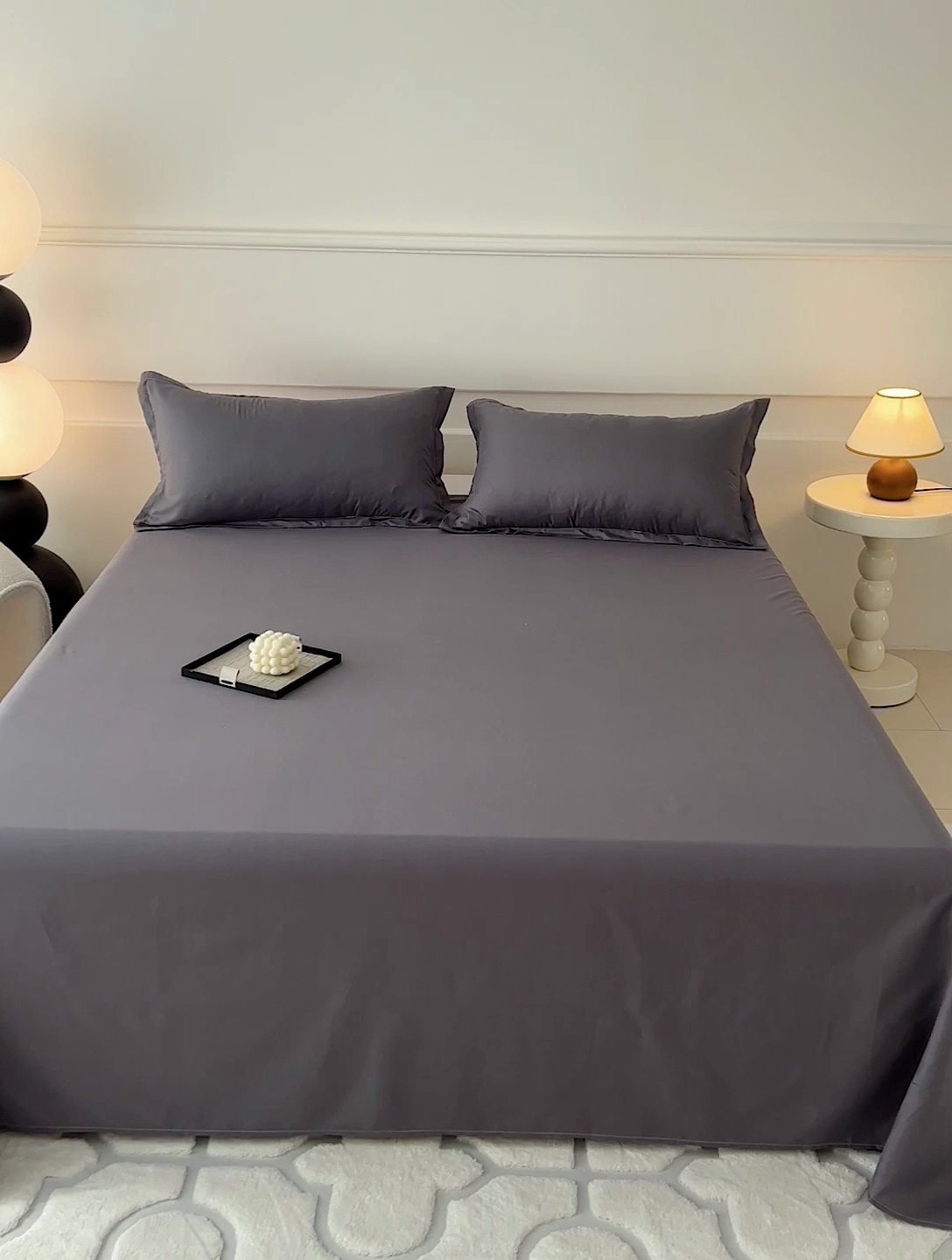 91家纺网 家纺一手货源 找家纺 楠沐家纺  2025年新款纯色亲肤芦荟棉水洗棉床单系列床单枕套 深灰