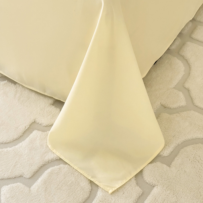 91家纺网 家纺一手货源 找家纺 楠沐家纺  2025年新款纯色亲肤芦荟棉水洗棉床单系列床单枕套 米黄