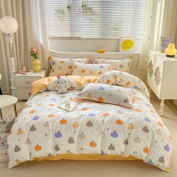 91家纺网 家纺一手货源 找家纺 朵安家纺 2024新款12868全棉四件套系列-四件套 思念南瓜