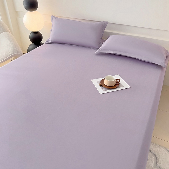 91家纺网 家纺一手货源 找家纺 楠沐家纺  2025年新款纯色亲肤芦荟棉水洗棉床单系列床单枕套 浅紫
