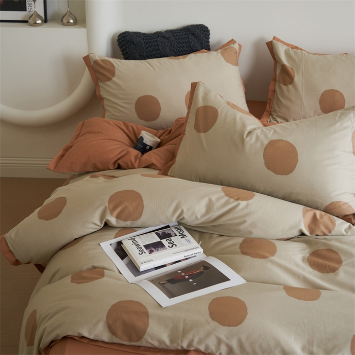 91家纺网 家纺一手货源 找家纺 橙艺家居 2024新款全棉臻品柔棉立体小宽边四件套 圆妙-桔
