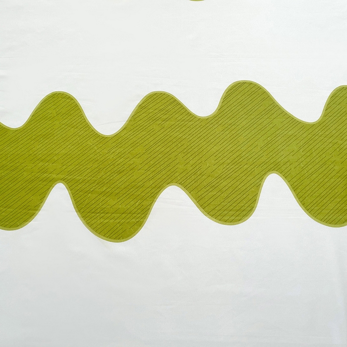 91家纺网 家纺一手货源 找家纺 楠沐家纺  2025年新款亲肤水洗棉芦荟棉印花床单系列 波浪纹-绿