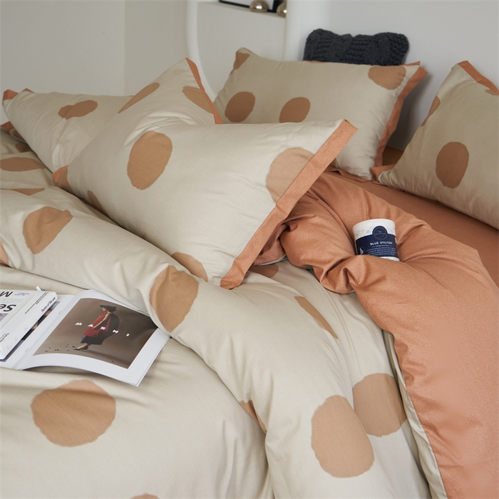 91家纺网 家纺一手货源 找家纺 橙艺家居 2024新款全棉臻品柔棉立体小宽边四件套 圆妙-桔