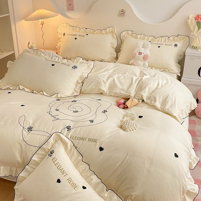 91家纺网 家纺一手货源 找家纺 （总）AB家纺 2024新款水洗棉绣花四件套-唯一系列