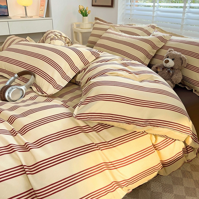 91家纺网 家纺一手货源 找家纺 楠沐家纺 2025新款亲肤柔软水洗棉磨毛印花被套 黑棕糖