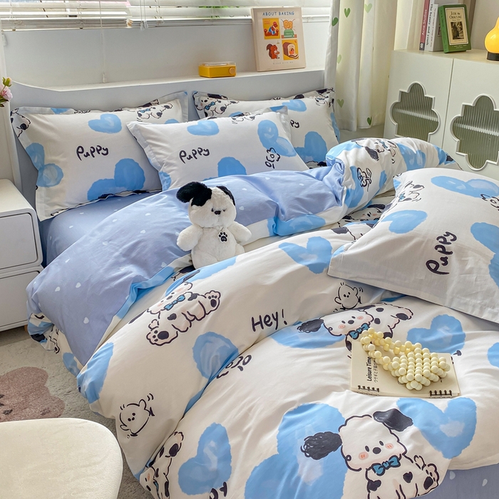 91家纺网 家纺一手货源 找家纺 朵安家纺 2024新款12868全棉四件套系列-四件套 斑点狗