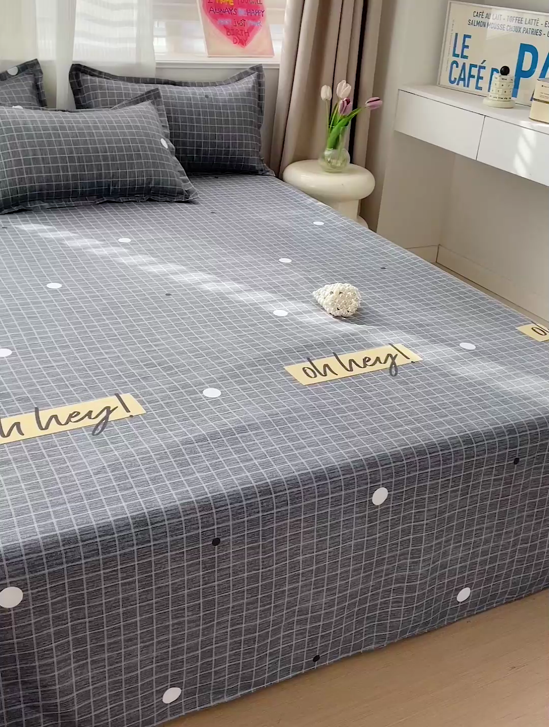 91家纺网 家纺一手货源 找家纺 楠沐家纺  2025年新款亲肤水洗棉芦荟棉印花床单系列 潮格