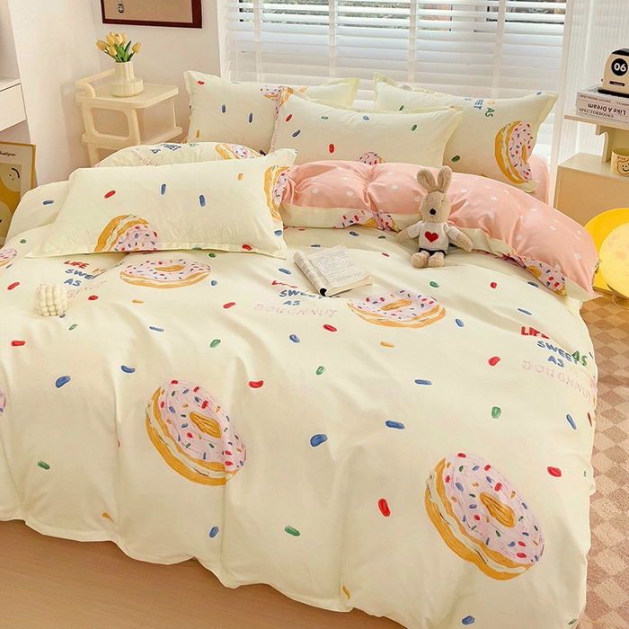 91家纺网 家纺一手货源 找家纺 楠沐家纺 2025新款亲肤柔软水洗棉磨毛印花被套 甜甜圈