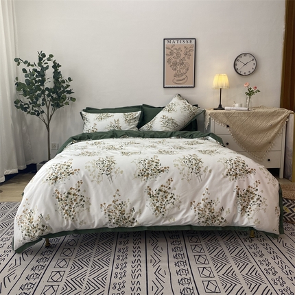 橙艺家居 2024新款全棉臻品柔棉立体小宽边四件套 白芷-米