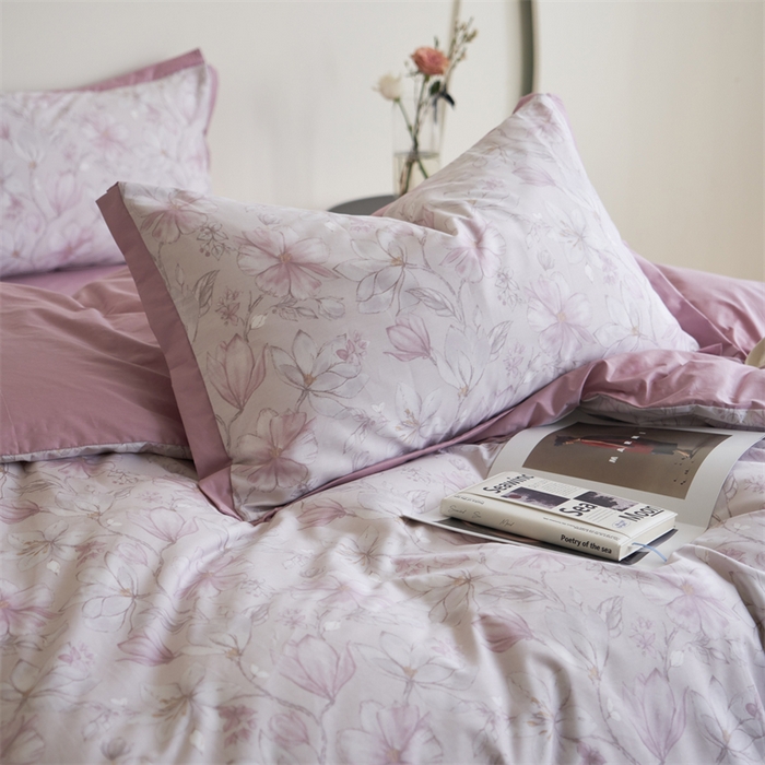 91家纺网 家纺一手货源 找家纺 橙艺家居 2024新款全棉臻品柔棉立体小宽边四件套 栀柔-粉