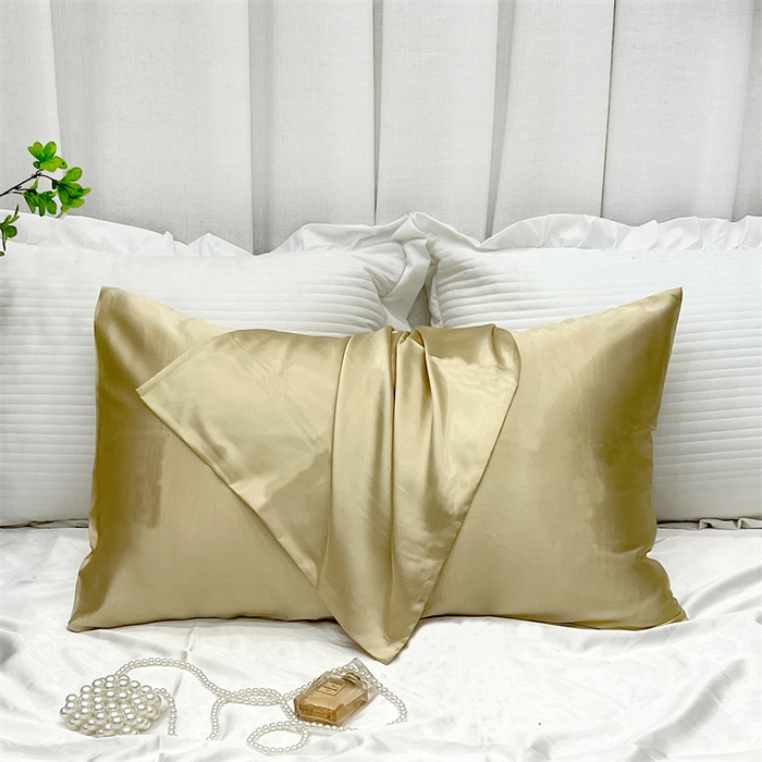 91家纺网 家纺一手货源 找家纺 凯森家纺 2024新款冰丝枕套高仿真丝枕头套夏季天丝枕芯套-口袋款 口袋驼色