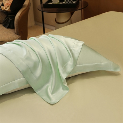 凯森家纺 2024重磅单面纯真丝枕套桑蚕丝枕芯套单人枕头套 牛油果绿