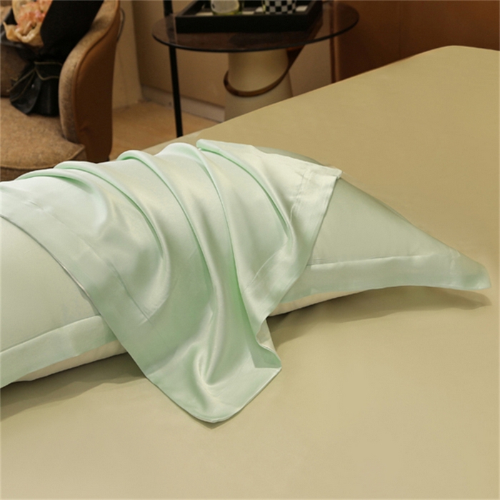 91家纺网 家纺一手货源 找家纺 凯森家纺 2024重磅单面纯真丝枕套桑蚕丝枕芯套单人枕头套 牛油果绿