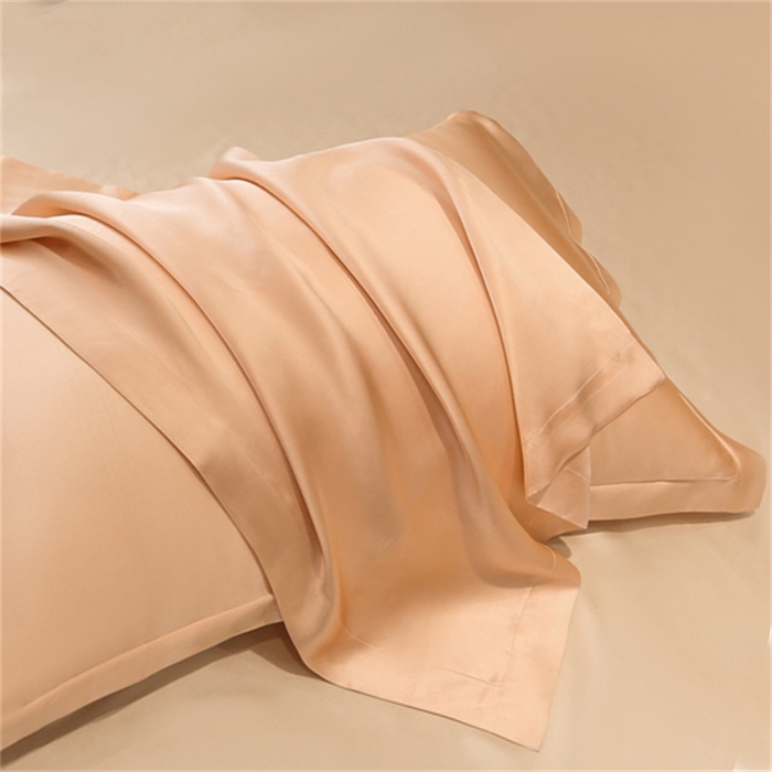 91家纺网 家纺一手货源 找家纺 凯森家纺 2024新款双面真丝宽边款枕头套枕芯套 双面香槟玉