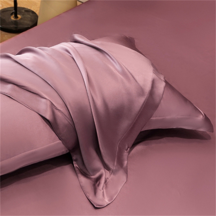 91家纺网 家纺一手货源 找家纺 凯森家纺 2024重磅单面纯真丝枕套桑蚕丝枕芯套单人枕头套 豆沙紫