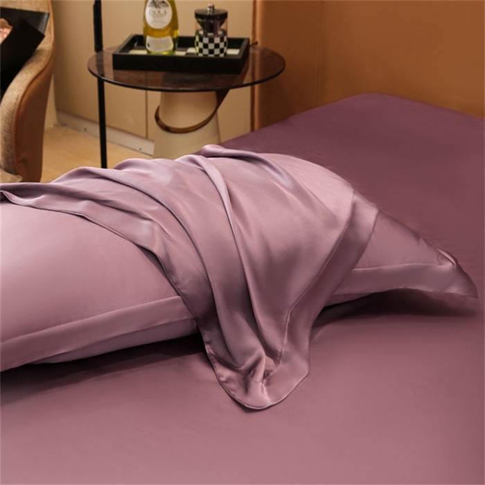 91家纺网 家纺一手货源 找家纺 凯森家纺 2024新款双面真丝宽边款枕头套枕芯套 双面-豆沙紫