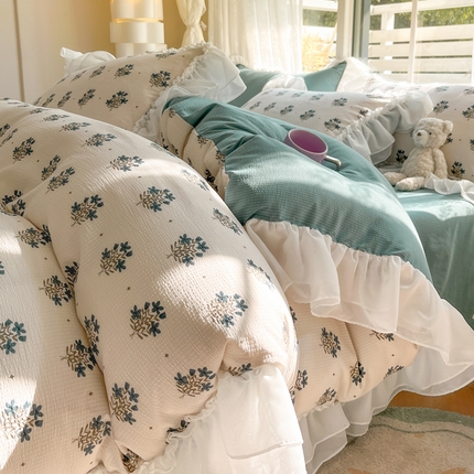 慕澄 2024新款时尚印花泡泡棉花边四件套 晴朗