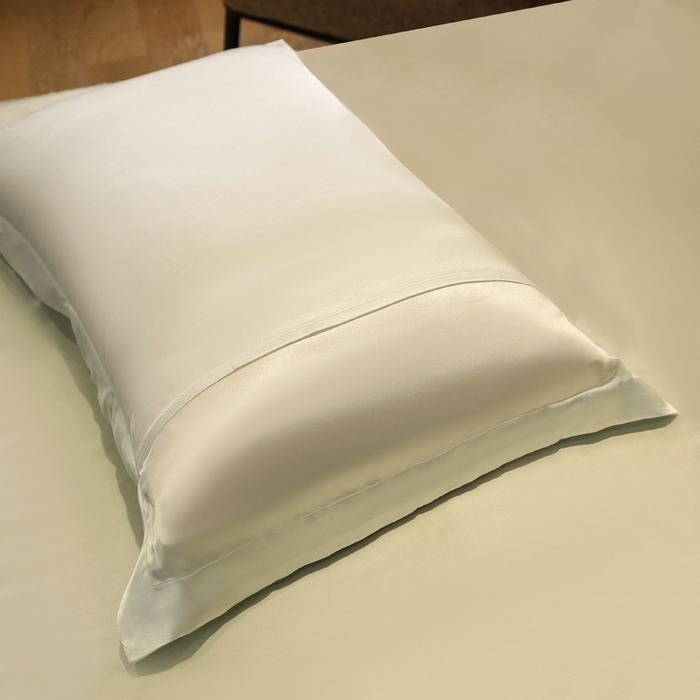 91家纺网 家纺一手货源 找家纺 凯森家纺 2024重磅单面纯真丝枕套桑蚕丝枕芯套单人枕头套 牛油果绿