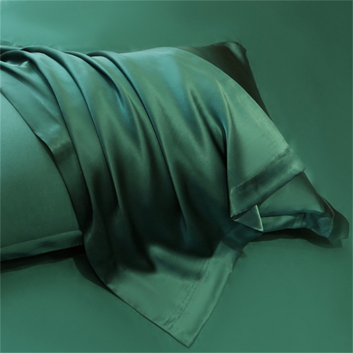 91家纺网 家纺一手货源 找家纺 凯森家纺 2024重磅单面纯真丝枕套桑蚕丝枕芯套单人枕头套 孔雀绿