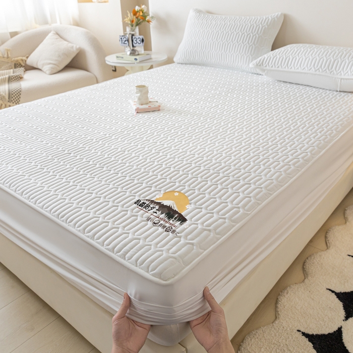 91家纺网 家纺一手货源 找家纺 卡伦 2025新款夹棉床笠烫画系列 日出-白