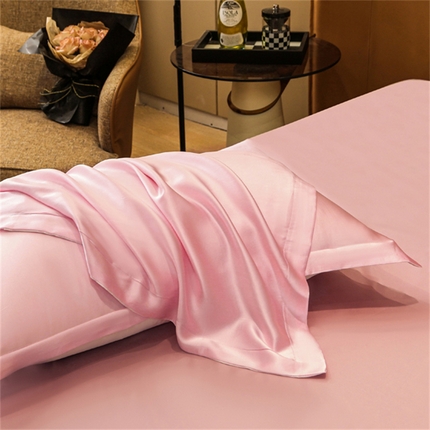 凯森家纺 2024重磅单面纯真丝枕套桑蚕丝枕芯套单人枕头套 少女粉
