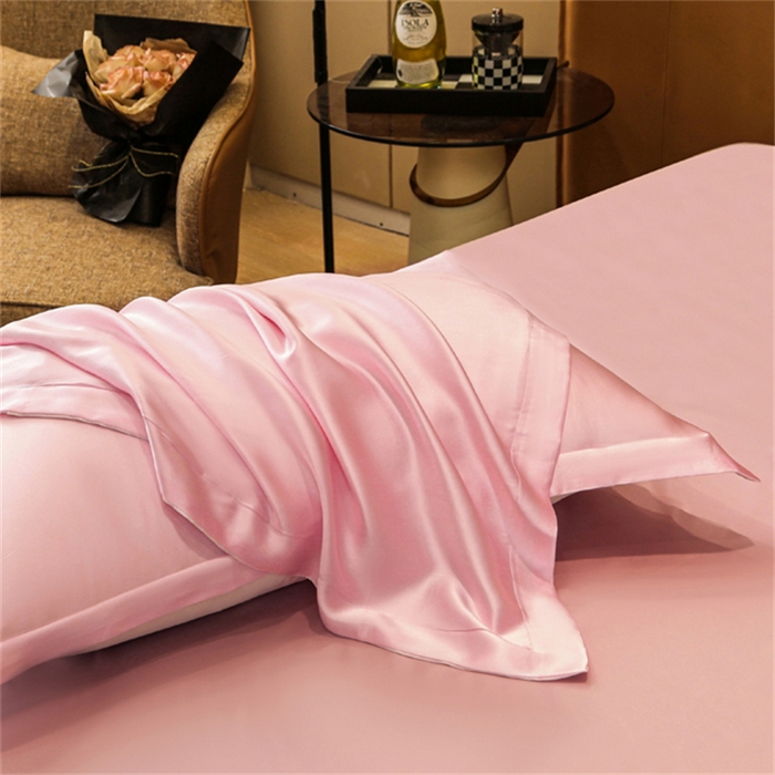 91家纺网 家纺一手货源 找家纺 凯森家纺 2024重磅单面纯真丝枕套桑蚕丝枕芯套单人枕头套 少女粉