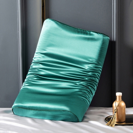 91家纺网 家纺一手货源 找家纺 凯森家纺 2024新款双面纯真丝乳胶枕套记忆枕芯套儿童 孔雀绿