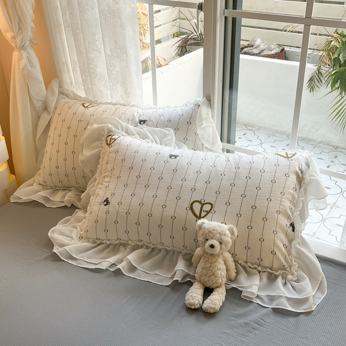 91家纺网 家纺一手货源 找家纺 慕澄 2024新款时尚印花泡泡棉花边四件套 星觅