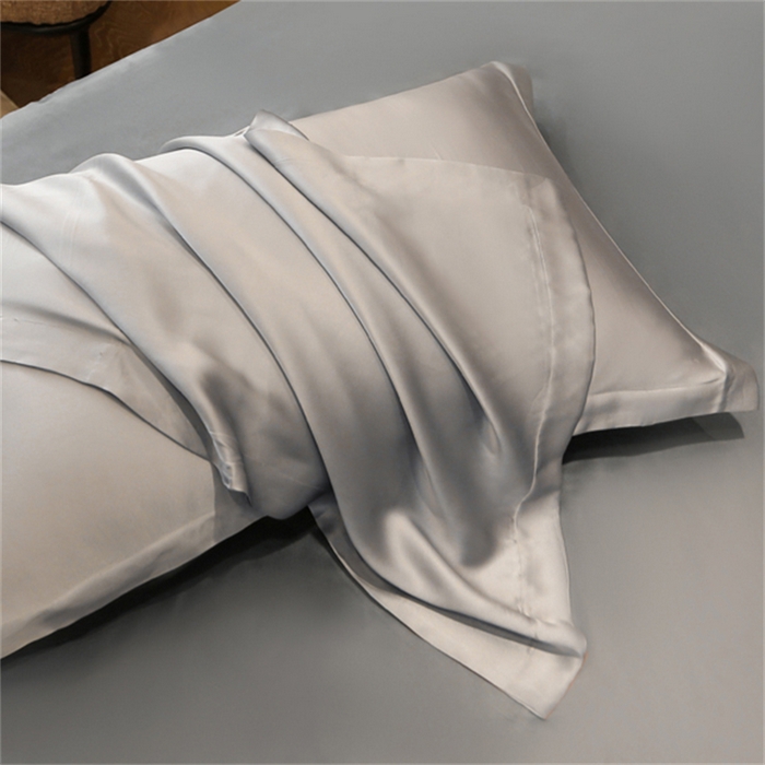 91家纺网 家纺一手货源 找家纺 凯森家纺 2024新款双面真丝宽边款枕头套枕芯套 双面-鸽子灰