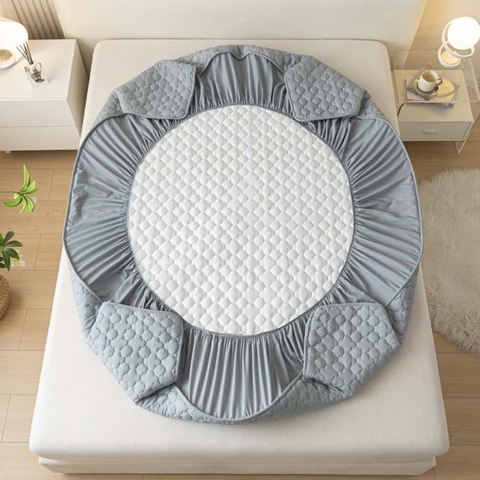 91家纺网 家纺一手货源 找家纺 卡伦 2025新款夹棉床笠烫画系列 皇冠-灰