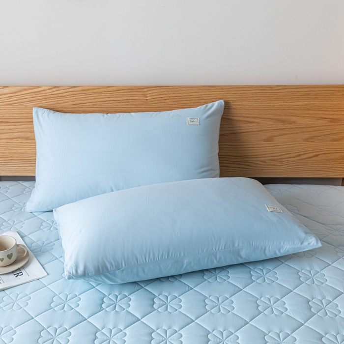 91家纺网 家纺一手货源 找家纺 ab家纺 2024新款40支全棉纯色夹棉床笠 天空蓝