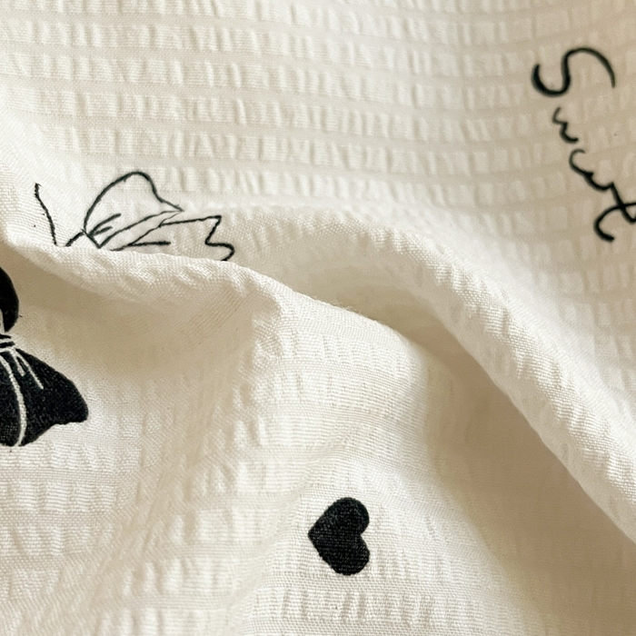 91家纺网 家纺一手货源 找家纺 慕澄 2024新款时尚印花泡泡棉花边四件套 蝴蝶结