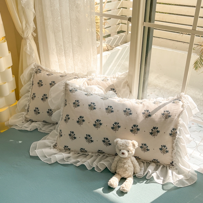 91家纺网 家纺一手货源 找家纺 慕澄 2024新款时尚印花泡泡棉花边四件套 晴朗