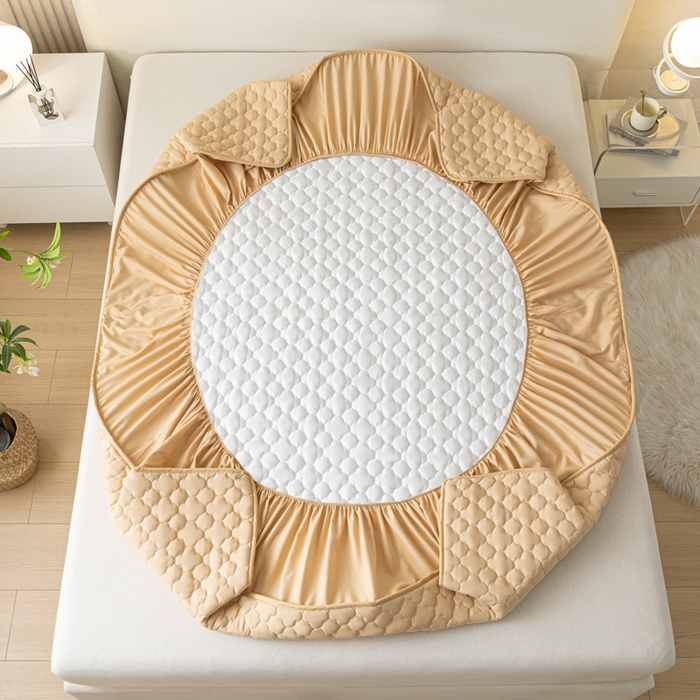 91家纺网 家纺一手货源 找家纺 卡伦 2025新款夹棉床笠烫画系列 皇冠-驼