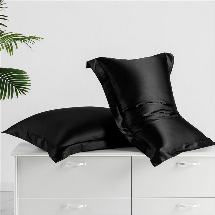 91家纺网 家纺一手货源 找家纺 凯森家纺 2024夏季冰丝枕套天丝枕芯套可水洗高仿真丝枕头套蚕丝枕巾 压线款-黑色