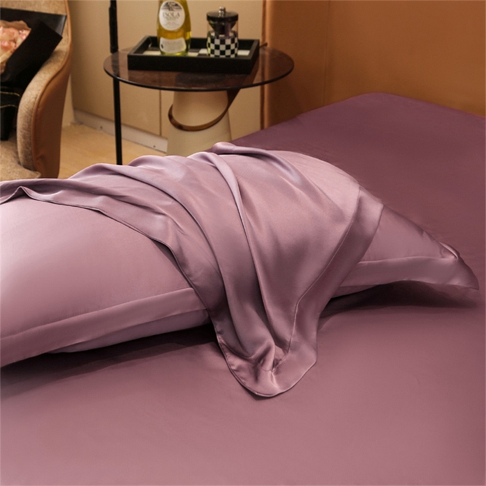 91家纺网 家纺一手货源 找家纺 凯森家纺 2024新款双面真丝宽边款枕头套枕芯套 双面-豆沙紫