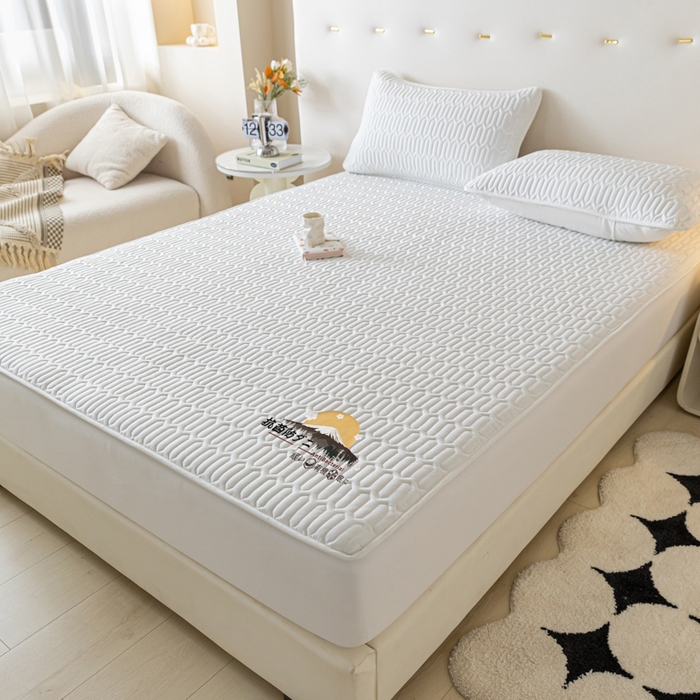 91家纺网 家纺一手货源 找家纺 卡伦 2025新款夹棉床笠烫画系列 日出-白