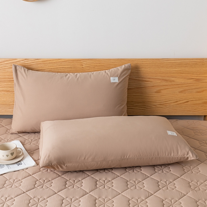 91家纺网 家纺一手货源 找家纺 ab家纺 2024新款40支全棉纯色夹棉床笠 卡其