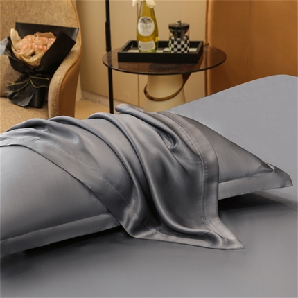 凯森家纺 2024新款双面真丝宽边款枕头套枕芯套 双面金属灰