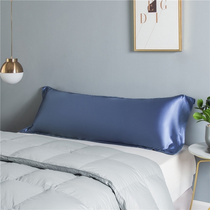 凯森家纺 2024夏季水洗真丝双面情侣枕套冰丝丝绸天丝枕芯套加长枕芯套 湛蓝
