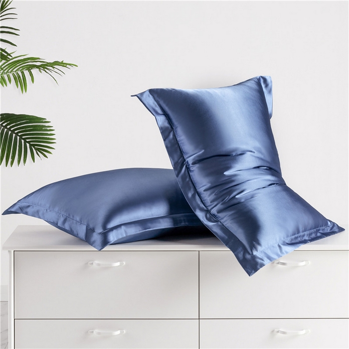91家纺网 家纺一手货源 找家纺 凯森家纺 2024夏季冰丝枕套天丝枕芯套可水洗高仿真丝枕头套蚕丝枕巾 压线款-湛蓝