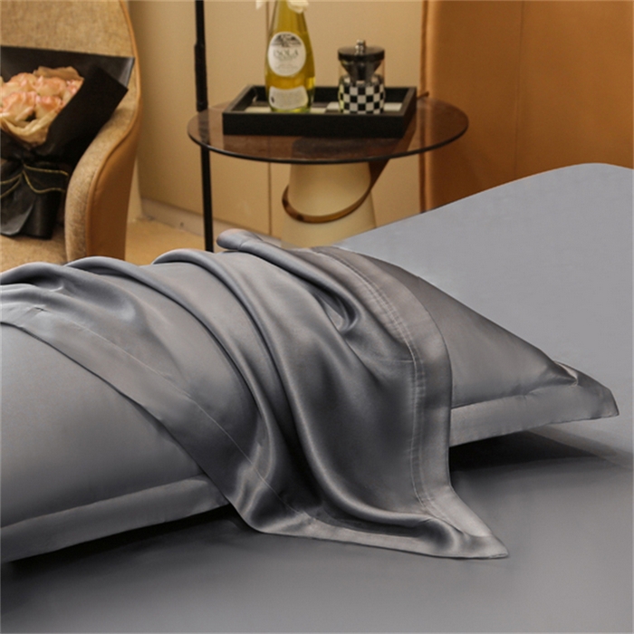 91家纺网 家纺一手货源 找家纺 凯森家纺 2024重磅单面纯真丝枕套桑蚕丝枕芯套单人枕头套 金属灰