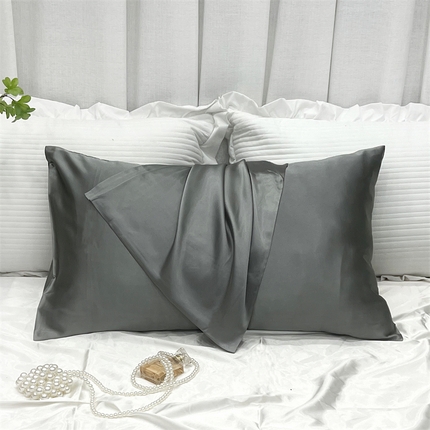 凯森家纺 2024新款冰丝枕套高仿真丝枕头套夏季天丝枕芯套-口袋款 口袋银灰