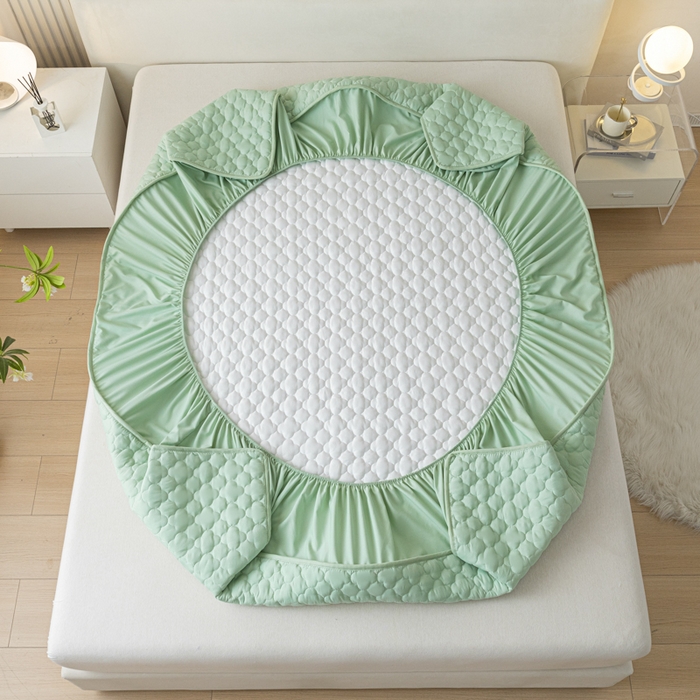 91家纺网 家纺一手货源 找家纺 卡伦 2025新款夹棉床笠烫画系列 皇冠-绿