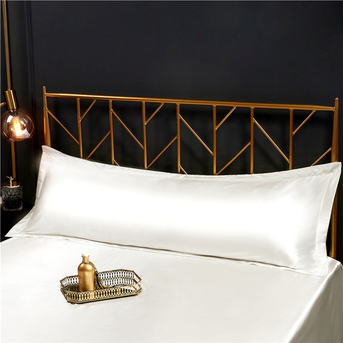 91家纺网 家纺一手货源 找家纺 凯森家纺 2024夏季水洗真丝双面情侣枕套冰丝丝绸天丝枕芯套加长枕芯套 白色