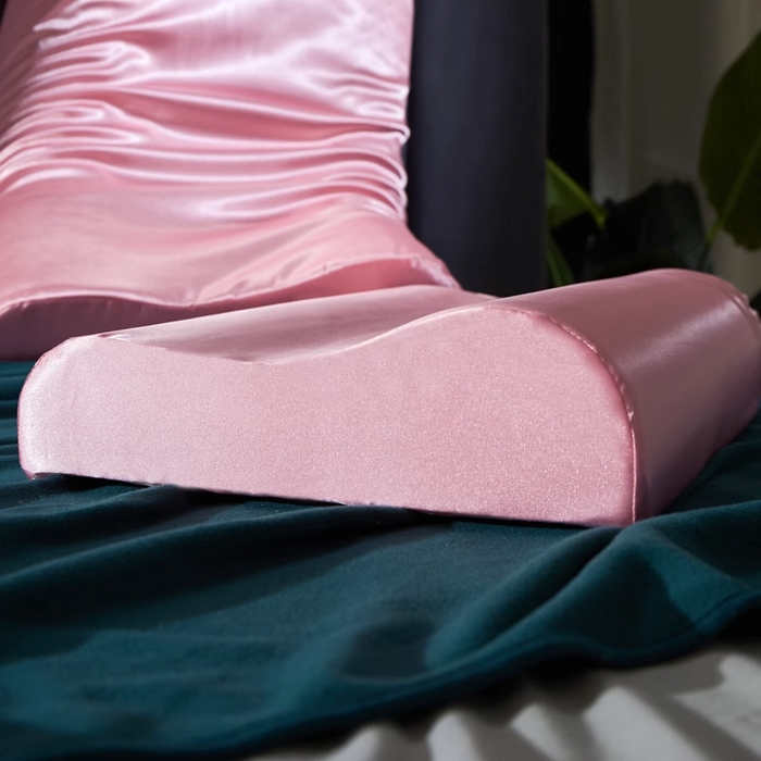 91家纺网 家纺一手货源 找家纺 凯森家纺 2024夏季双面冰丝乳胶枕套记忆枕枕芯套 粉色