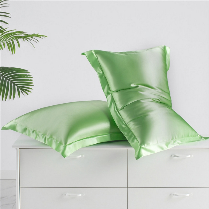 91家纺网 家纺一手货源 找家纺 凯森家纺 2024夏季冰丝枕套天丝枕芯套可水洗高仿真丝枕头套蚕丝枕巾 压线款-果绿