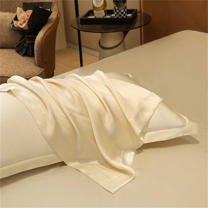 91家纺网 家纺一手货源 找家纺 凯森家纺 2024重磅单面纯真丝枕套桑蚕丝枕芯套单人枕头套 太空白