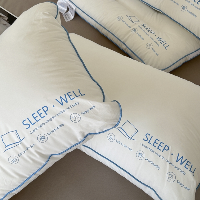 91家纺网 家纺一手货源 找家纺 （总）伟邦枕芯 2024新款磨毛防羽布小蓝枕头枕芯